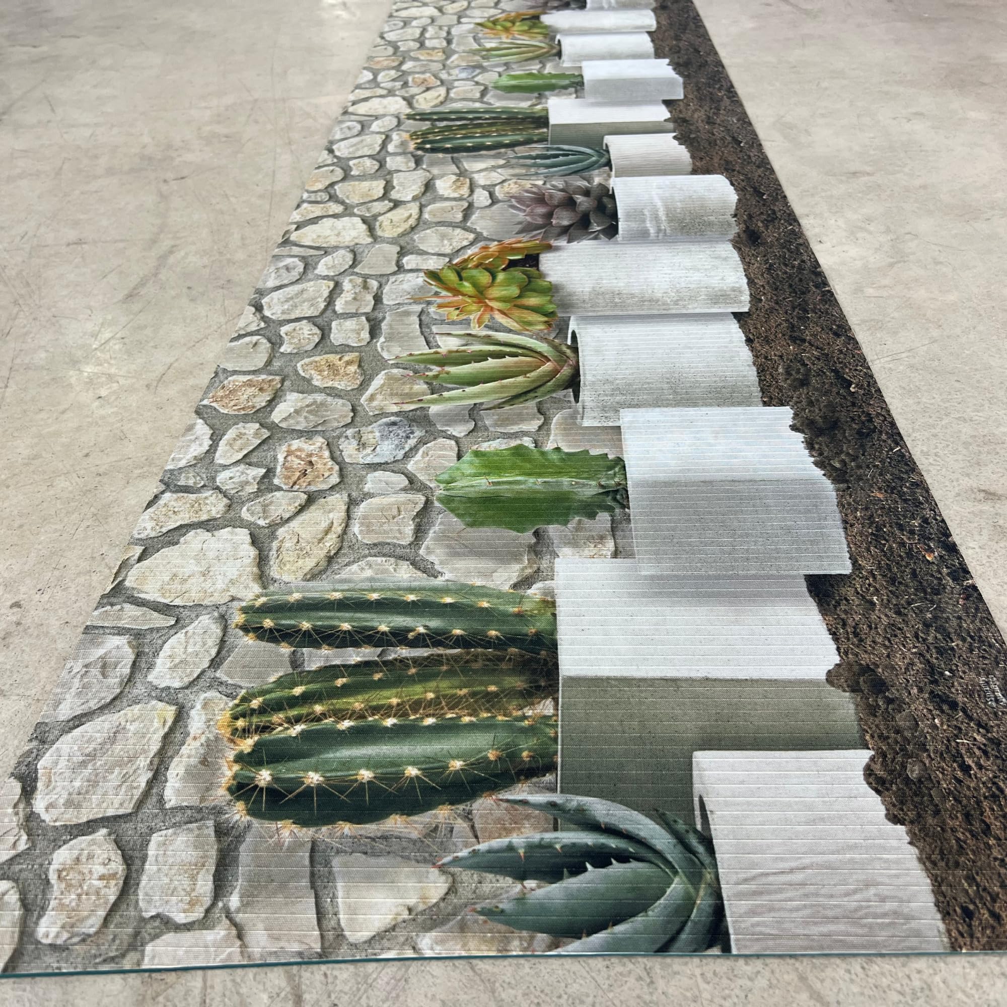 Alfombra Vinílica Pasillo Cocina Cactus Antideslizante 52x250 cm Estampado