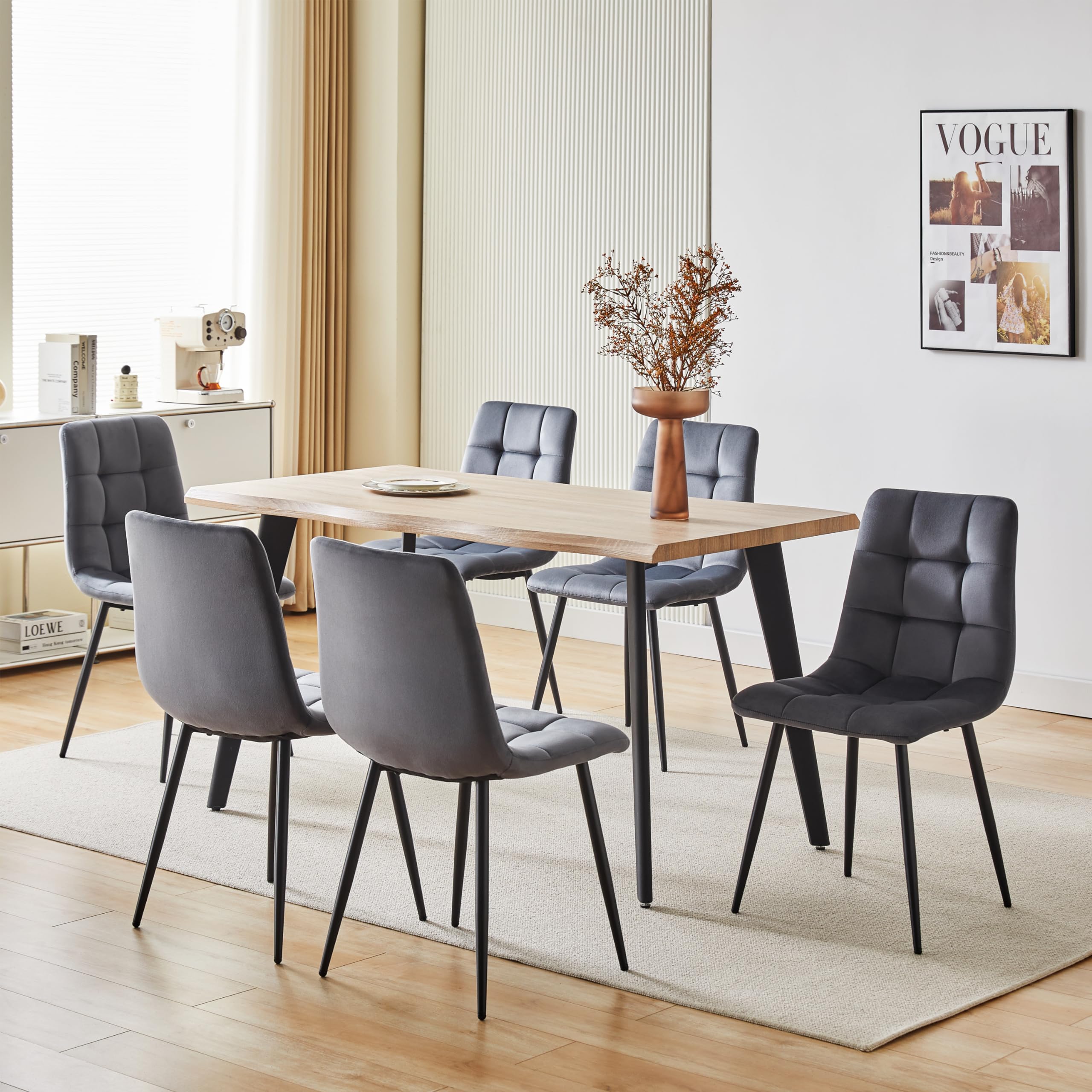 Deuline Esszimmerstühle Essstühle Samtbezug Polsterstuhl Esszimmer Stuhl Milano 4er-Set GRAU 521252