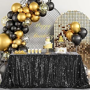 Black Sequin Tablecloth 50x102 inch