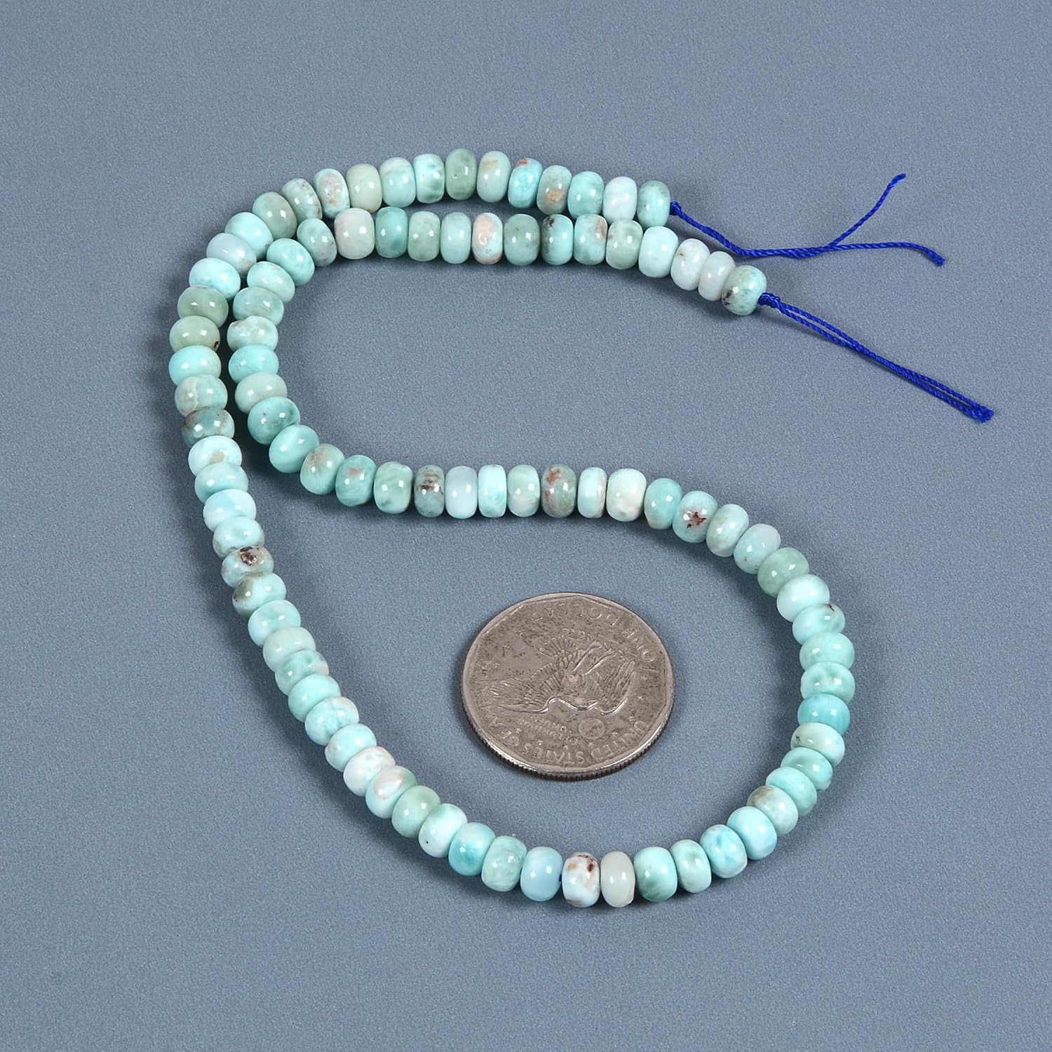 Natural Larimar 7mm Rondelle Loose Beads 15 Inch for DIY Jewelry Making Beads