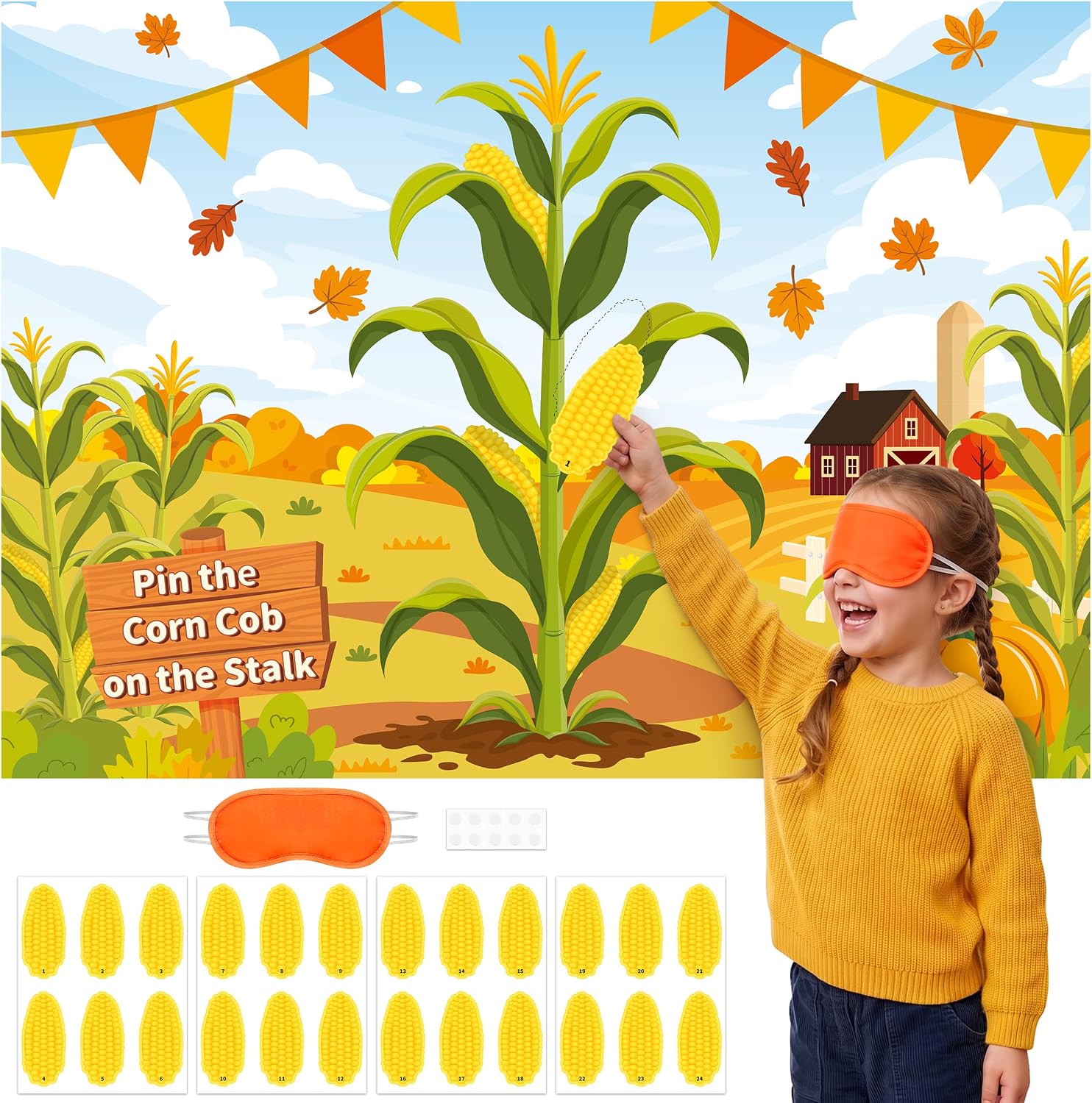 Fall Festival Games, Pin the Corn Cob on the Stalk Game