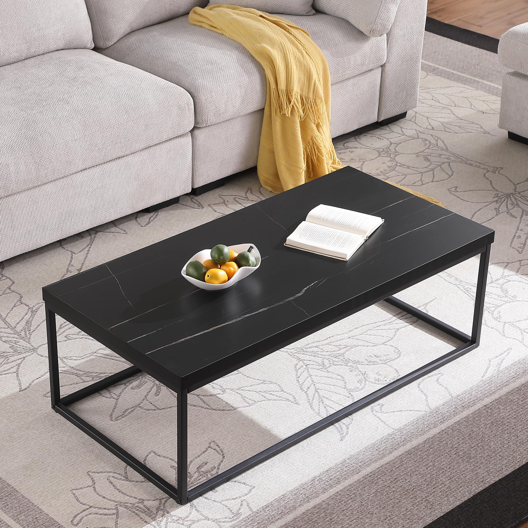 Amazon.com: CENSI 47-Inch Black Marble Coffee Table for