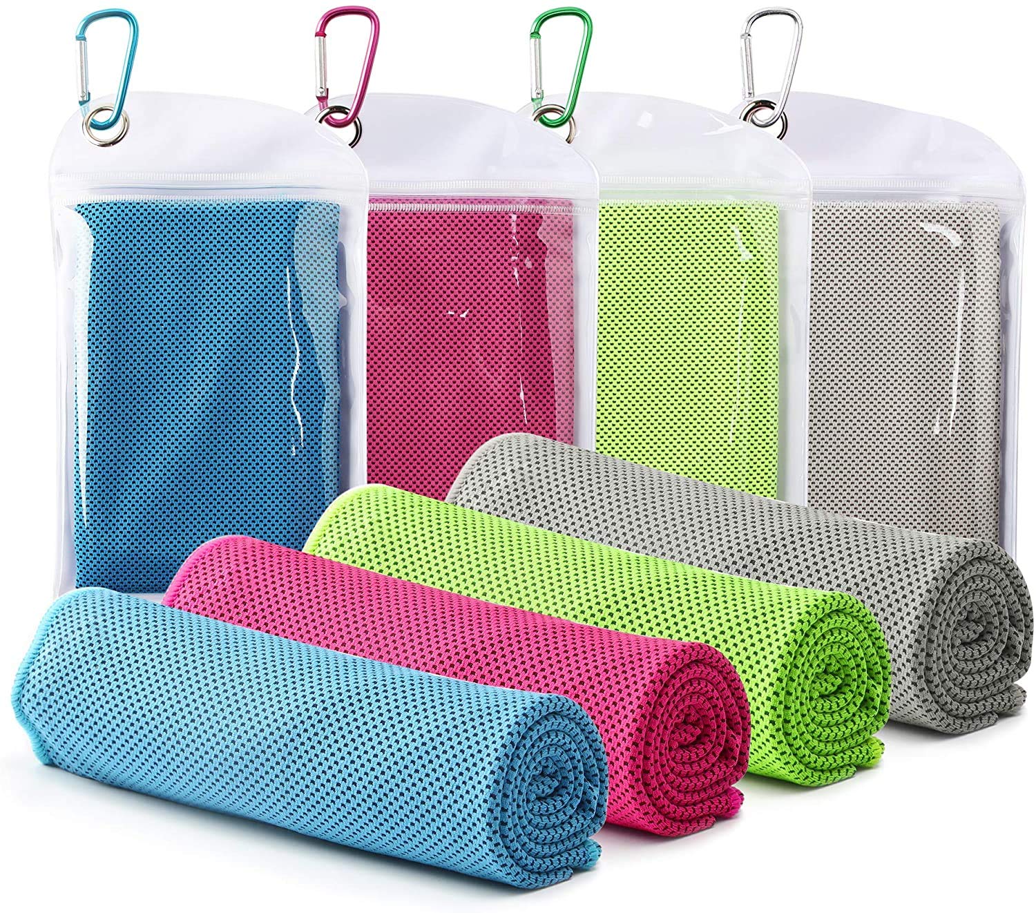 AMERTEER Cooling Towel for gym workout (4 Packs), Yoga, Bowling, Travel, Gym Neck and Face, Sports Ice Towel Soft Instant Cooling Relief gym towels for working out (30 * 90cm)