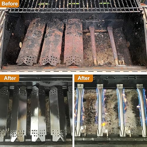 Miniatura 8 de Adviace Piezas de repuesto para parrilla Nexgrill 720-0830H, paquete de 4 tubos de quemador de parrilla y escudos de placa térmica para parrillas de