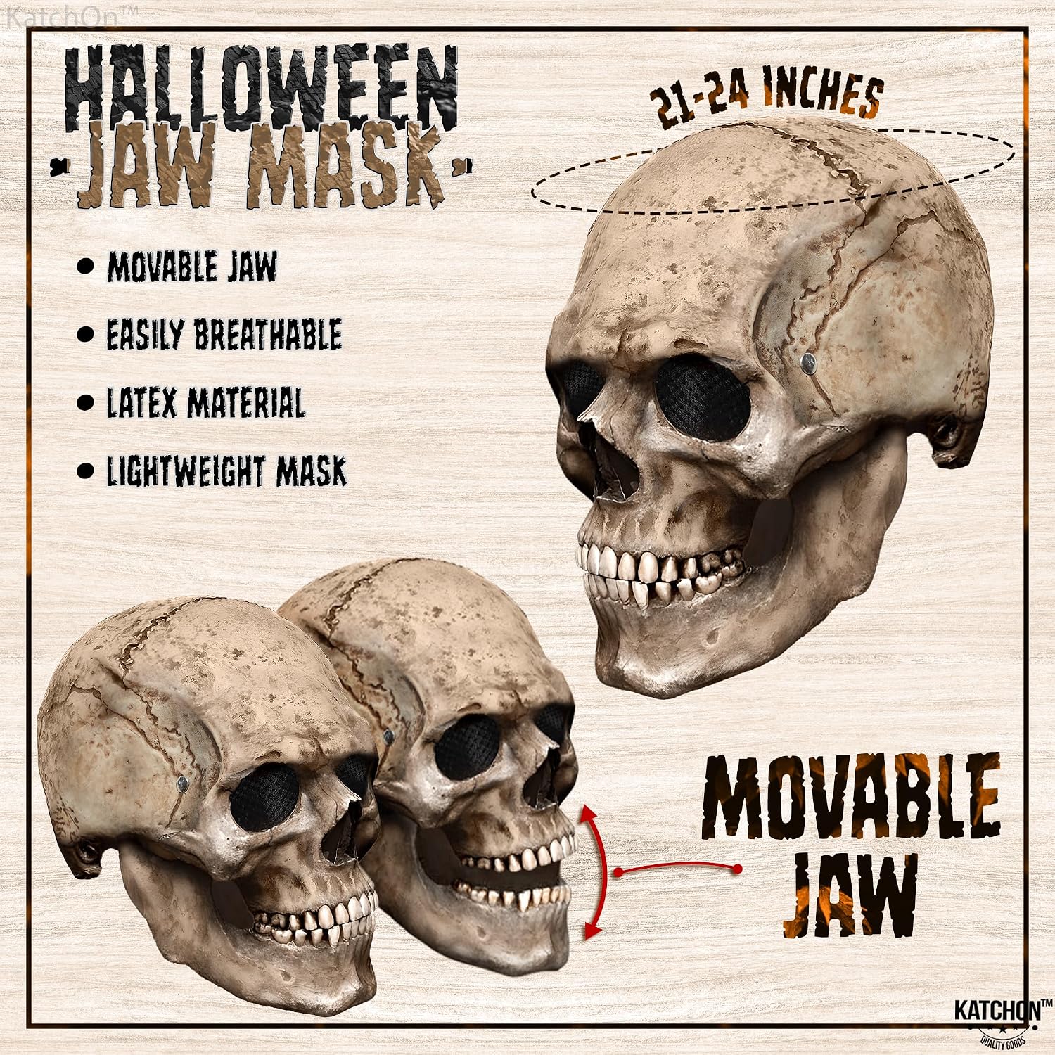 KatchOn, Creepy Halloween Skull Mask - Realistic Scary Mask for Halloween Costume Party | Day of the Dead Party Decor | Cosplay