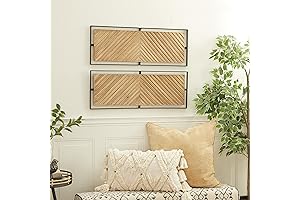 Deco 79 Wood Wall Art Panels: Geometric Sculptures with Black Frames