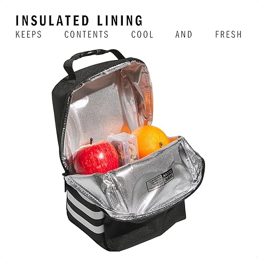 Miniatura 2 de adidas Santiago - Lonchera enfriadora para mujeres y hombres, caja aislada para alimentos con bolsillo de malla, color negroblanco, talla única