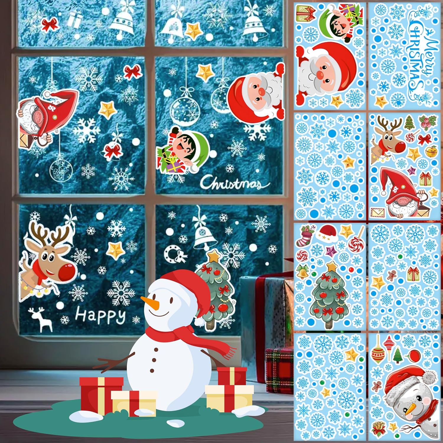 Christmas Window Stickers 8 Sheets Xmas Decorations for