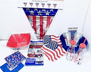Patriotic Red, White and Blue Stars Plastic Tablecover