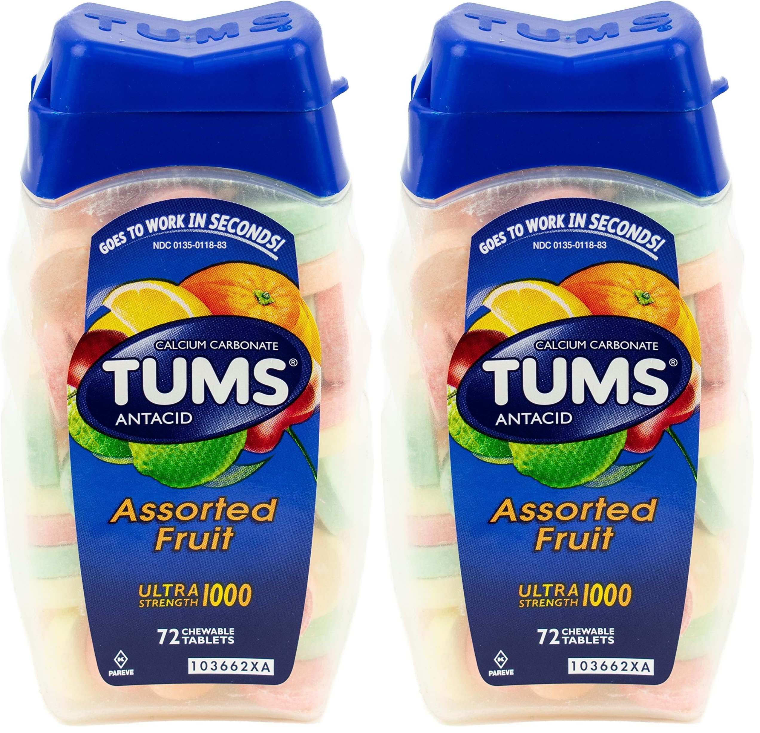 TUMS 23981 Ultra Strength Antacid, Assorted Fruit (Pack of 2)