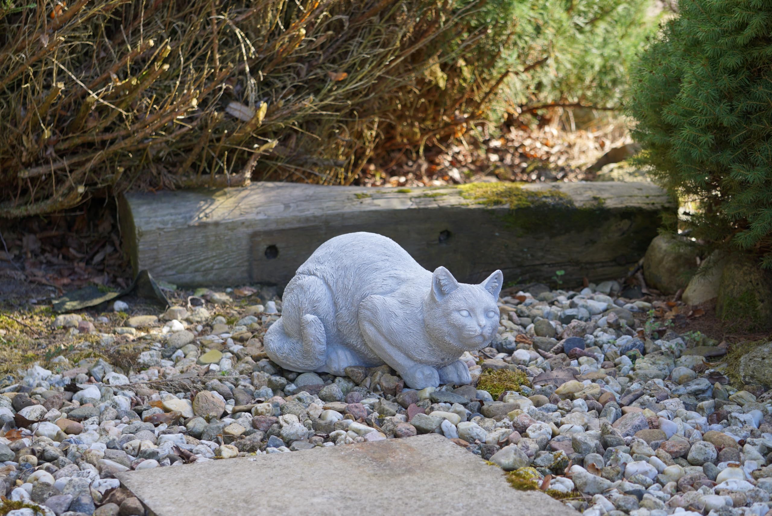 gartendekoparadies.de Leżący kot kamienna figurka, szara, odlew kamienny, 34 x 21 x 20 cm, 11 kg, odporna na mróz, dekoracja ogrodu