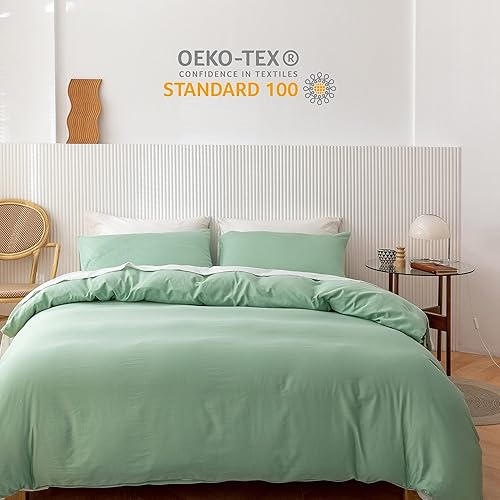 Miniatura 2 de Juego de funda de edredón de algodón egipcio de 600 hilos, tamaño Queen, ultra suave y transpirable, con cierre de cremallera, funda de edredón de