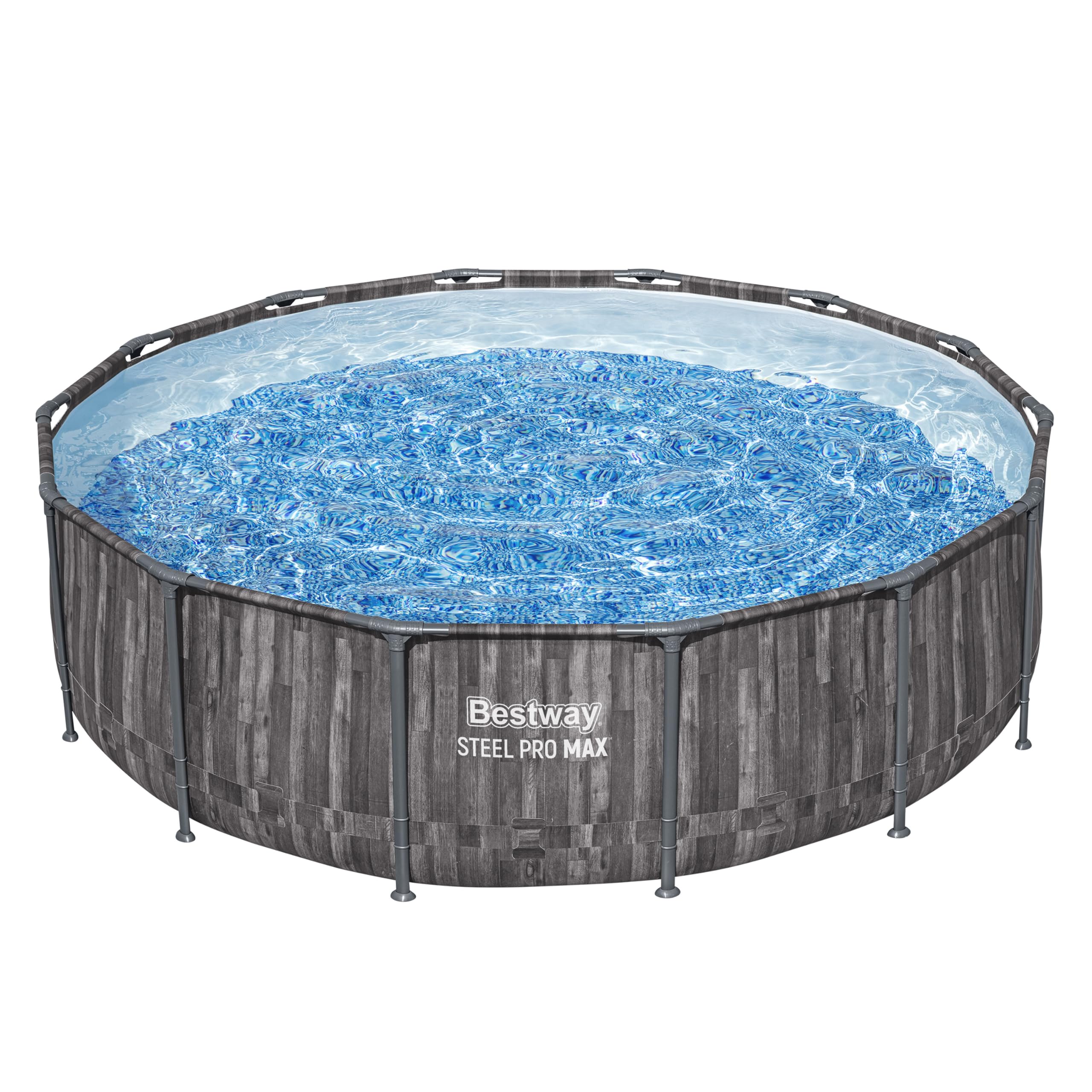 Bestway Steel Pro MAX Solo Pool ohne Zubehör Ø 427 x 107 cm, Holz-Optik (Mooreiche), rund