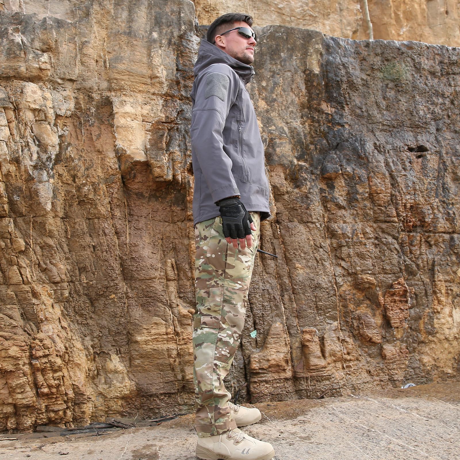 BWBIKE Pantalons d’extérieur pour Hommes Pantalon de Combat Hydrofuge Pantalon de Travail de Camouflage Pantalon Tactique pour Hommes Résistant à l’Usure Pantalon Cargo Camo Trainning EDC