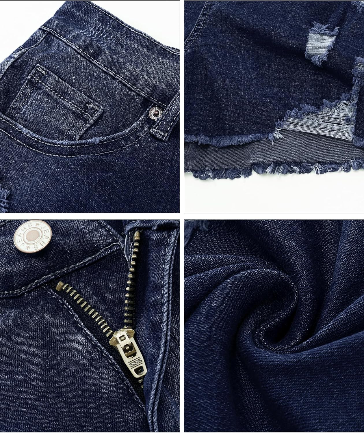 luvamia Jean Shorts for Women High Waisted Stretchy Distressed Denim Shorts Ripped Frayed Raw Hem Summer Casual Shorts - Image 4