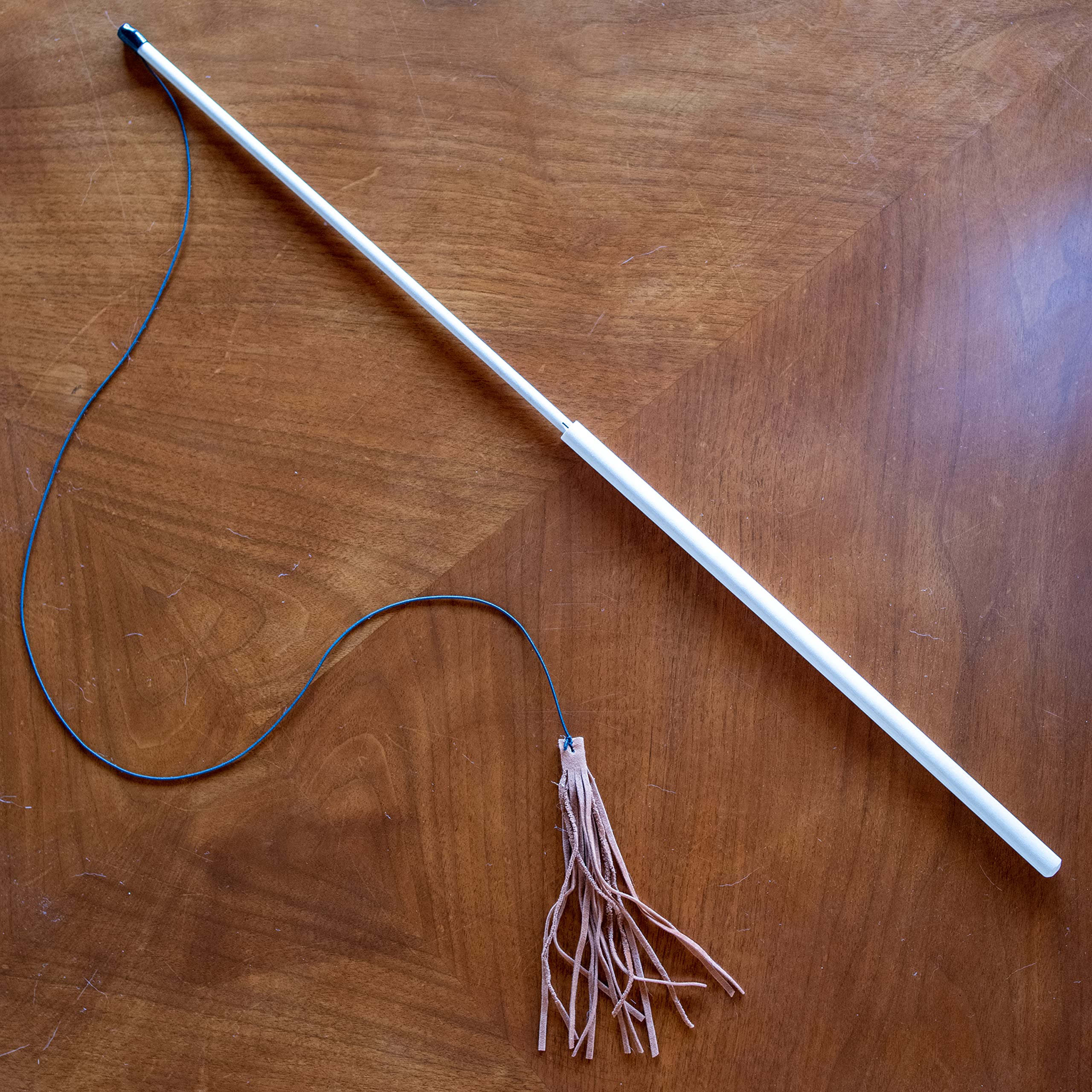 Tues Tamer Kitty Kraken | Suede Brown Leather | Natural Birch Wood Rod | Great Teaser and Exerciser for Smaller Cats and Kitten | Interactive Soft | Handcrafted in The USA | 1-Pack