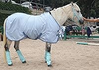 Vista 35 de LEAFOREST Horse Fly Boots Set of 4 - Non Slip Leg Protection for Donkey Mini Pony Draft, Breathable Mesh Fly Boots for Pasture & Barn Use Grey Full