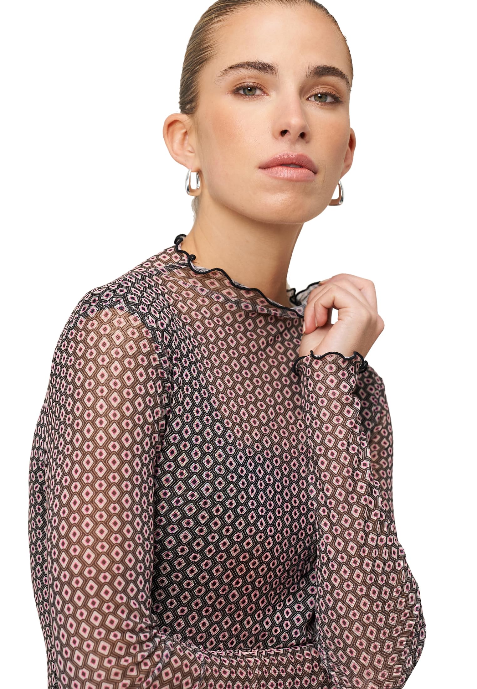 zero Damen Mesh-Shirt mit grafischem Print
