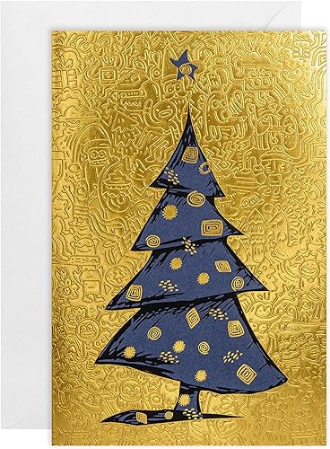 80 tarjetas de felicitación de Navidad con lámina dorada y relieve con sobres, metal dorado de 6.75 x 4.5 pulgadas, tarjetas de Feliz Navidad con