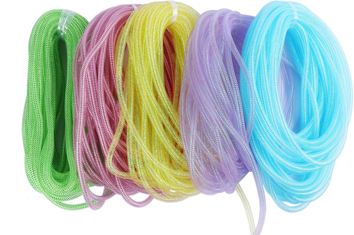 YYCRAFT 75 Yards Mesh Tube for Craft Deco Flex for Wreaths Cyberlox CRIN Crafts 8mm 3/8-Inch Easter Day,5 Colors