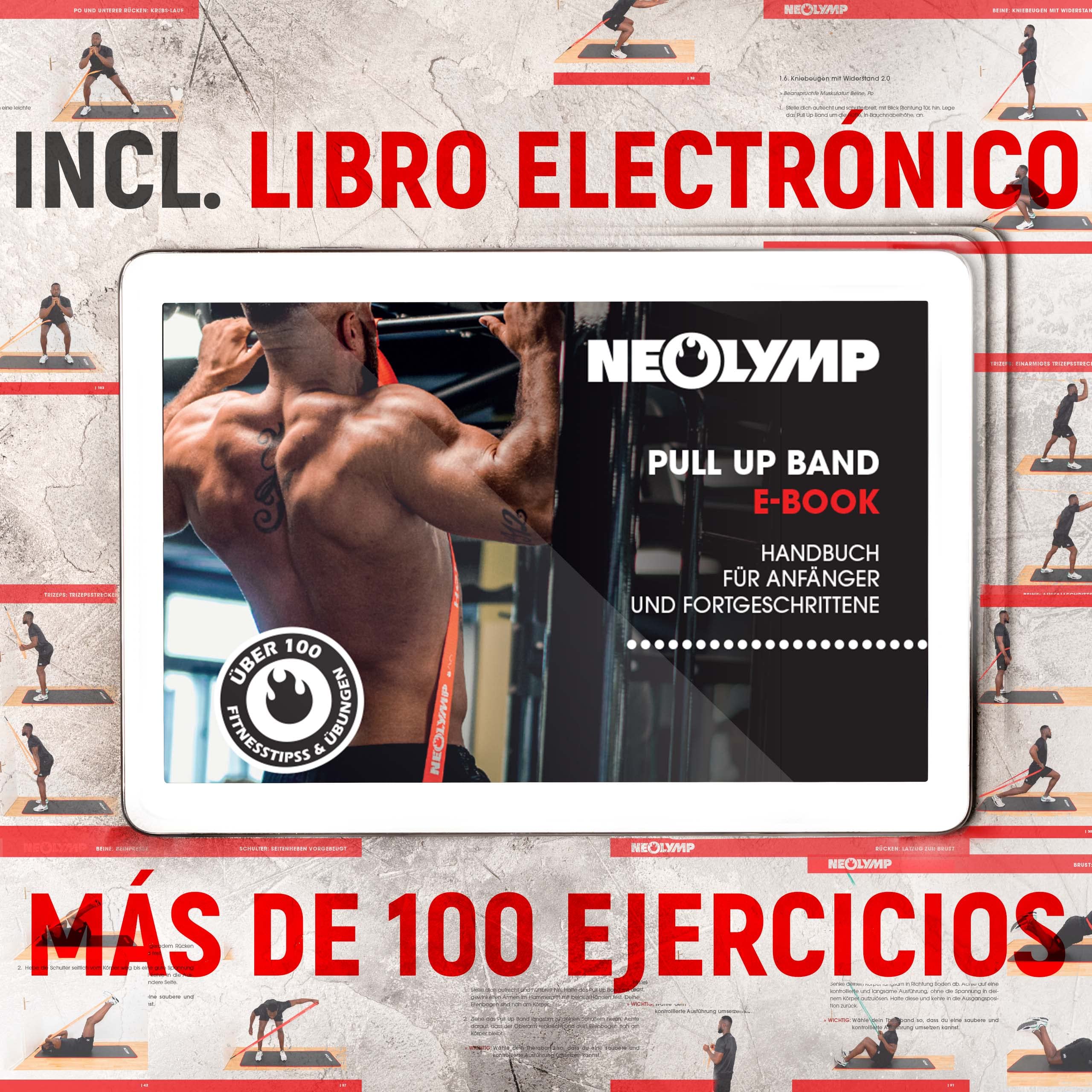 NEOLYMP Bandas elasticas Fitness + Libro electrónico con más de 100 Ejercicios – Cintas elasticas musculacion Bandas de resistenciacinta Elastica Fitness Banda Elastica Fitness