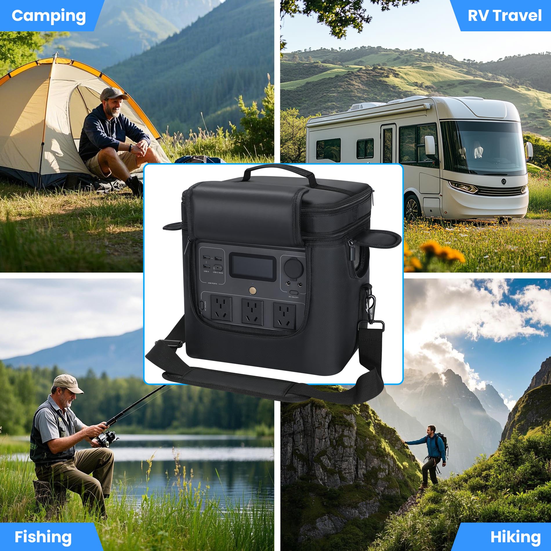 Bolsa de transporte compatible con ECOFLOW River 2 Pro, bolsa de almacenamiento de energía con correa de hombro ajustable, cubierta suave para generador con cremallera lateral, 28 x 27 x 23 cm
