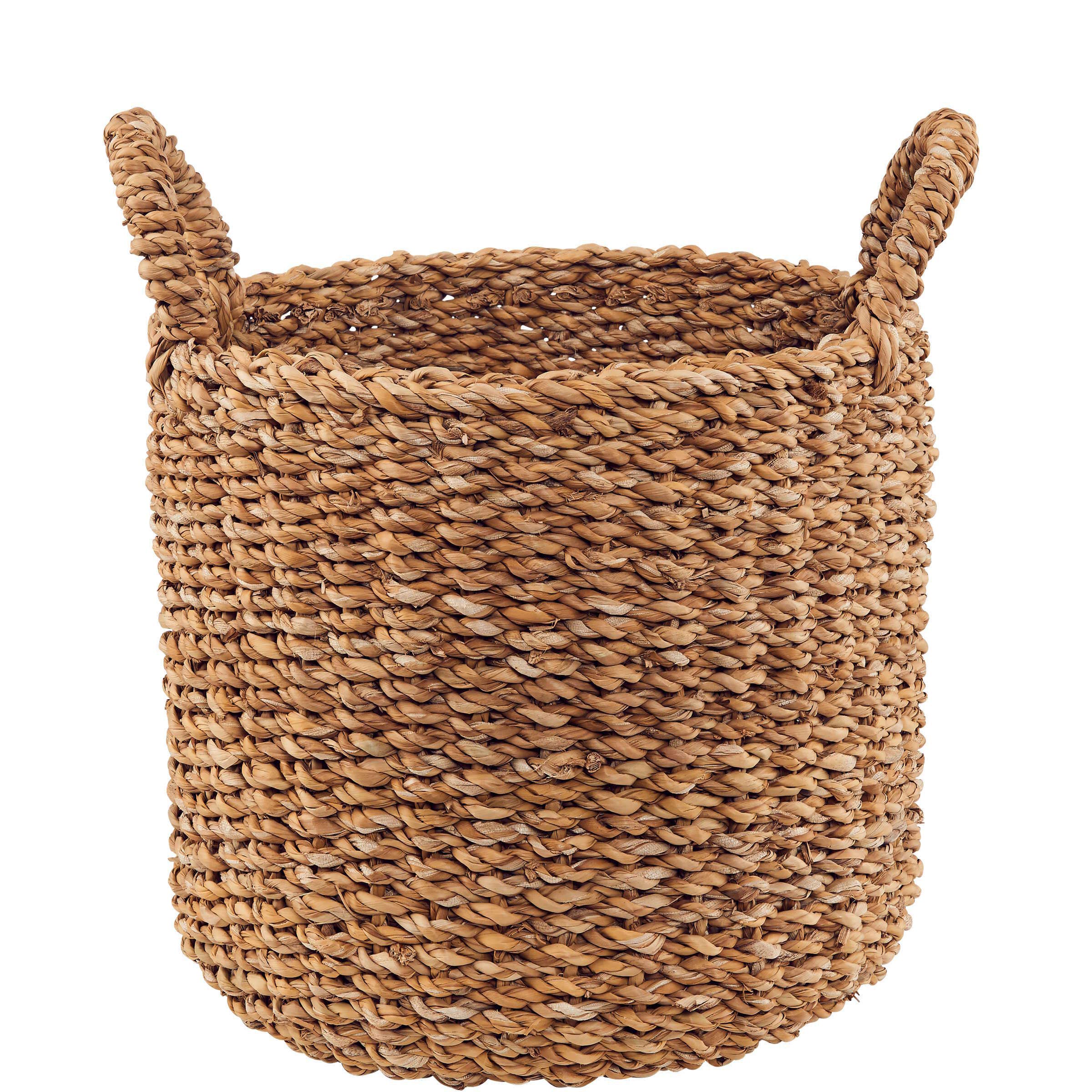 Boltze Korb Sophy 3-teilig (rund, mit Griffen, Aufbewahrungskörbe aus Seegras, natürliche Farben, Deko-Körbe im Boho Stil, Skandinavisch, ø 30-40 cm) 2952500