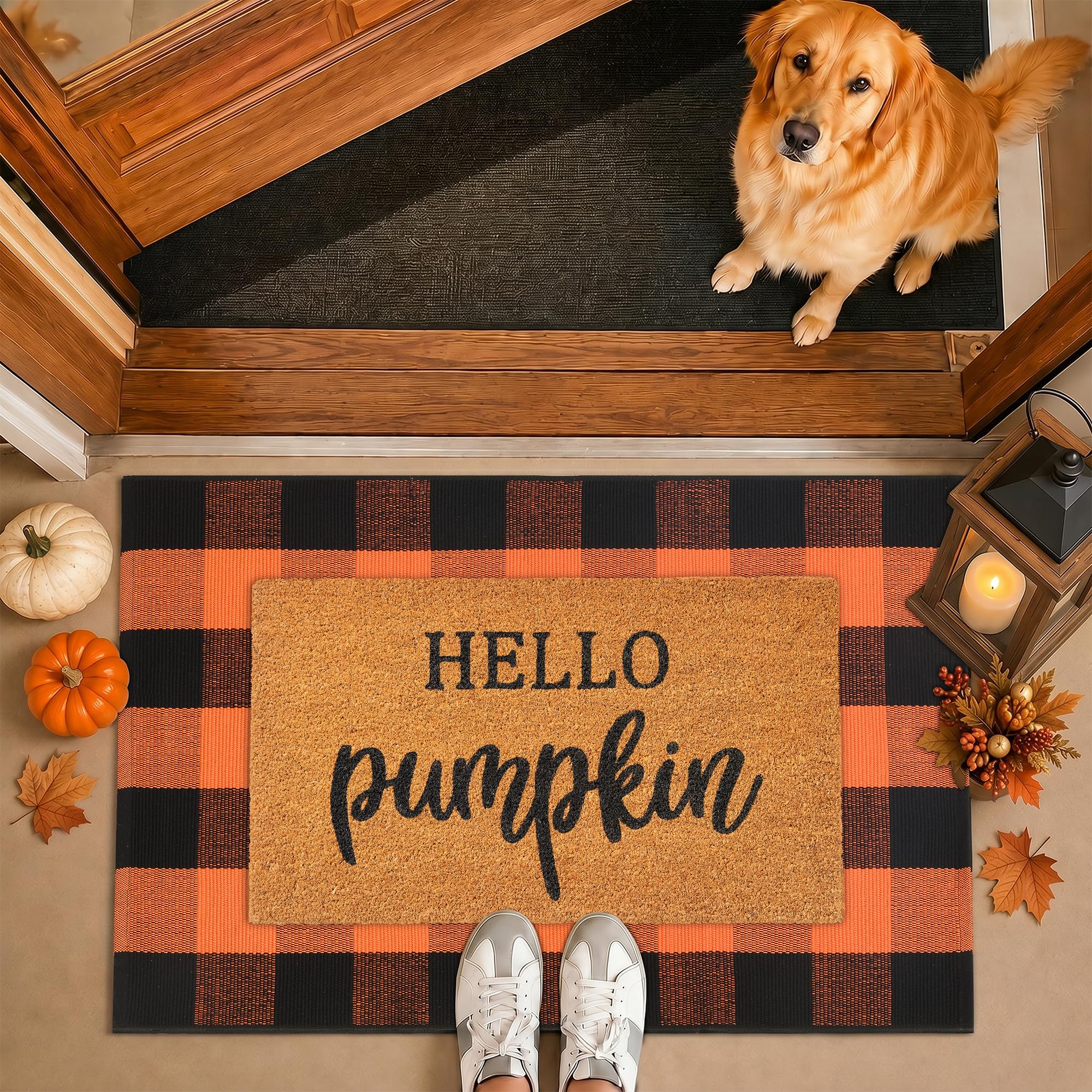 Fall Door Mat Set - Coco Coir & Plaid Rug -7 Fall Door Mat Set - Coco Coir & Plaid Rug -7