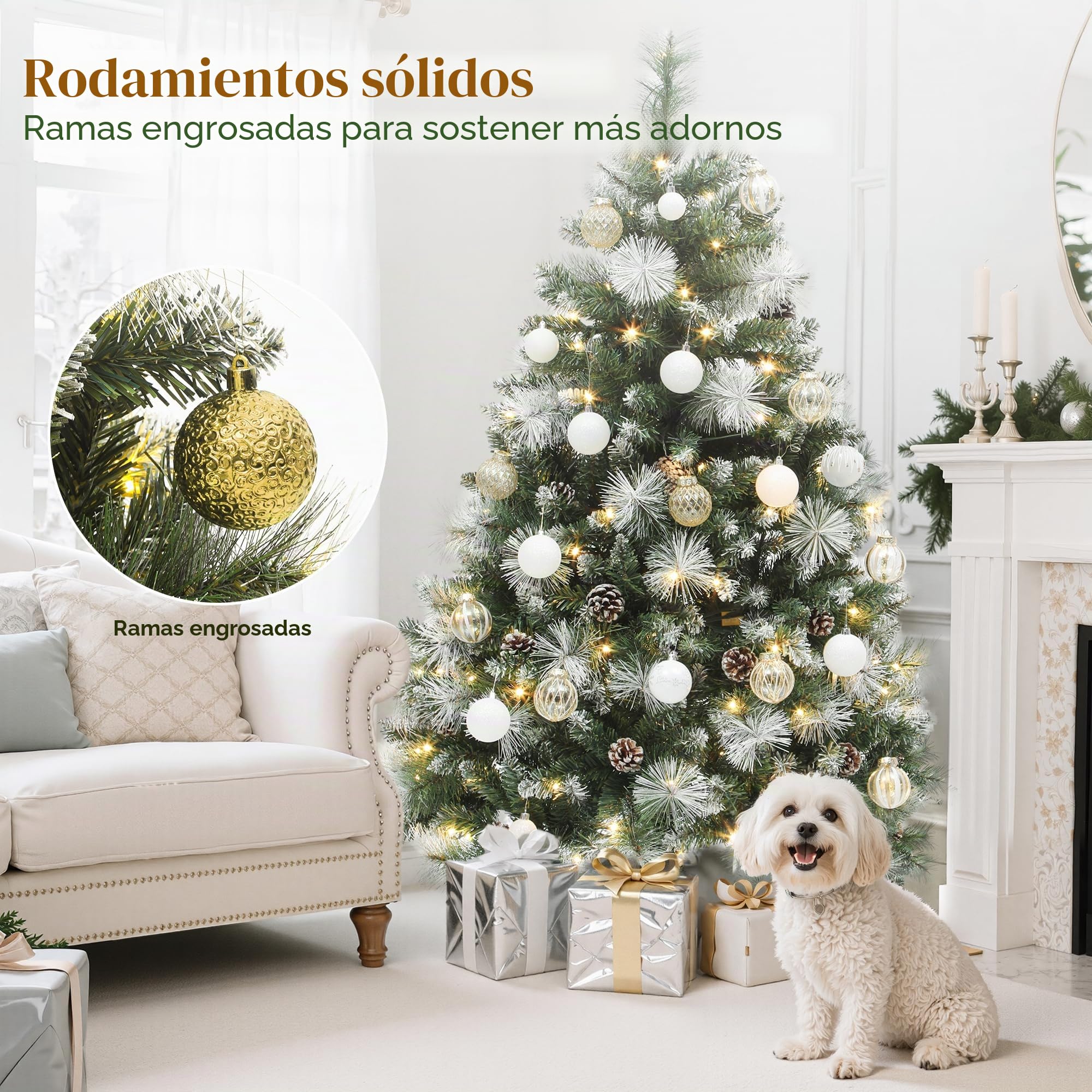 YITAHOME Árbol de Navidad Artificial de 140 cm, con Mando a Distancia, con Conos, Agujas y luz LED de Color Blanco cálido/Multicolor para salón y Oficina