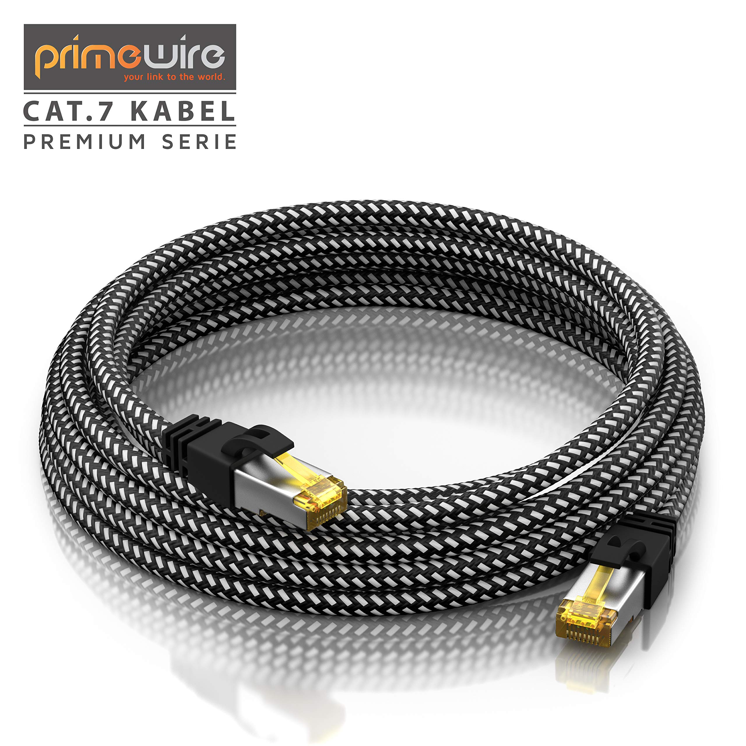 CSL - 7,5 m kabel sieciowy Gigabit Ethernet LAN kabel - płaszcz bawełniany - 10000 Mbit s - kabel krosowy - Cat.7 surowy kabel S FTP PIMF ekranowanie z wtyczką RJ 45 - Switch Router Modem Access Point