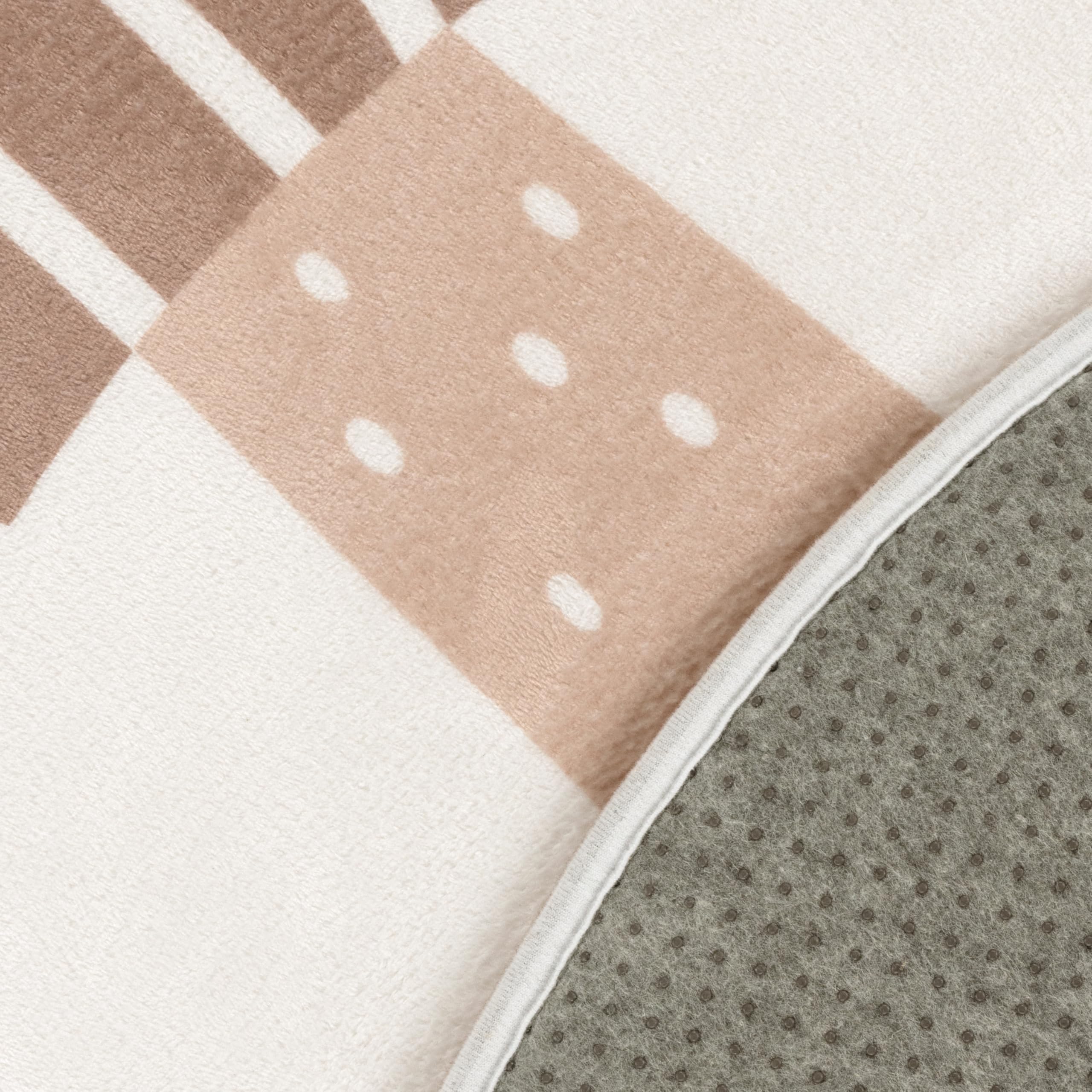 Paco Home Kinderteppich Teppich Kinderzimmer Rund Spielmatte Babymatte rutschfest Modern Mond Koala Löwenkopf, Grösse:150 cm Rund, Farbe:Beige