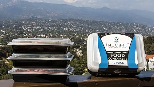 Miniatura 9 de INEVIFIT Contenedor de almacenamiento de alimentos de alta calidad, duradero y reutilizable, apilable, paquete de 10 unidades, apto para microondas