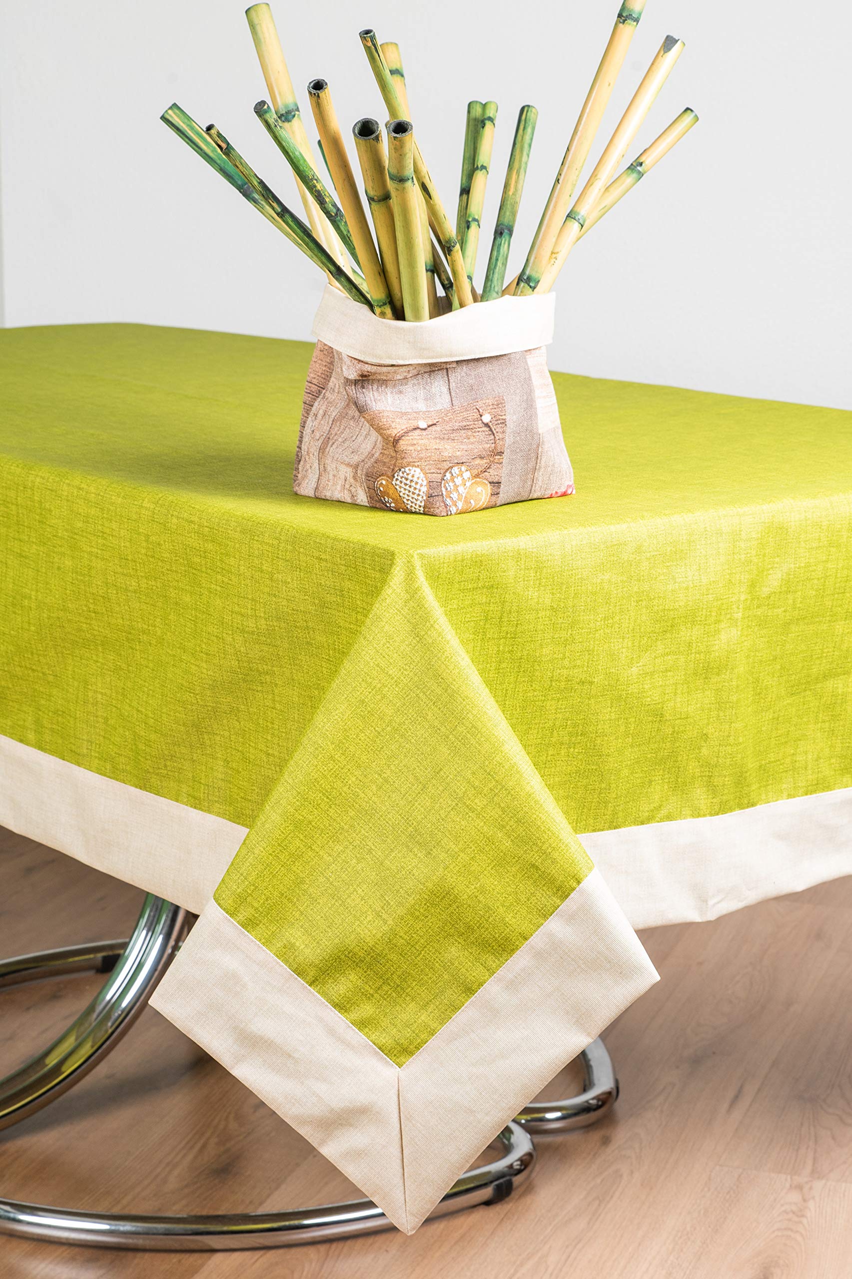 ESSE HOME - ConfSTYL - Mantel Mantel antimanchas chino 100 - (ovalado 140 x 220, verde beige)