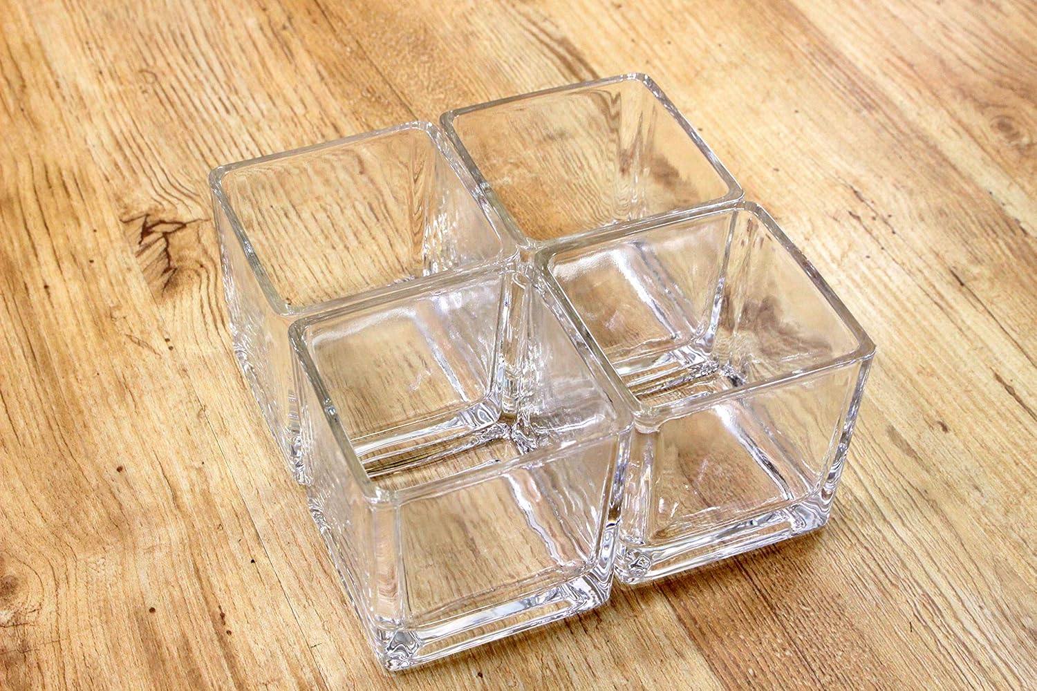 Minton Castle Enterprise Commercial Set Flower Base Candle Holder Glass Block L H 7.5 x W 7.5 x D 7.5 cm Set of 4