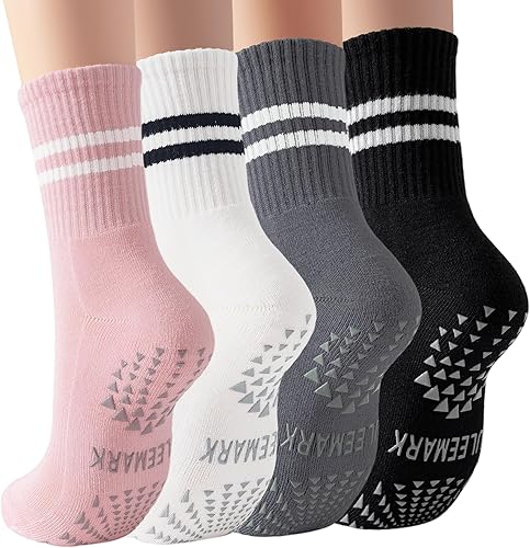 ULEEMARK Womens Pilates Non slip Yoga Socks Dance Gym Exercise Ankle Socks
