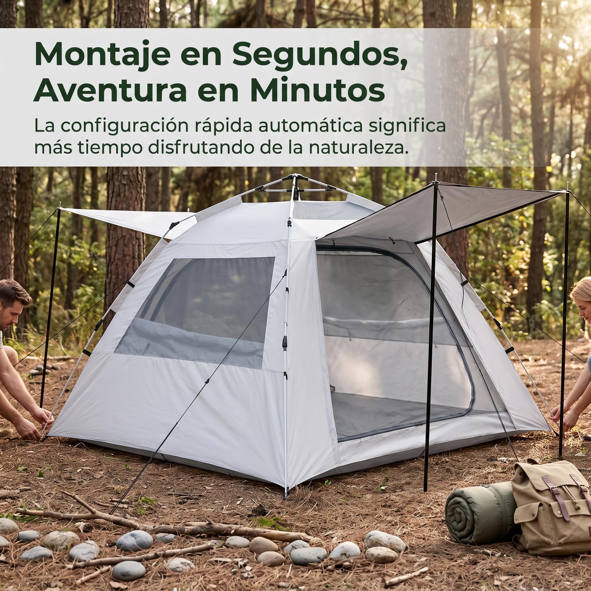 Tienda Campaña 4 Plazas, Montaje Rápido y Ventilación, Tienda campaña Montaje rapido