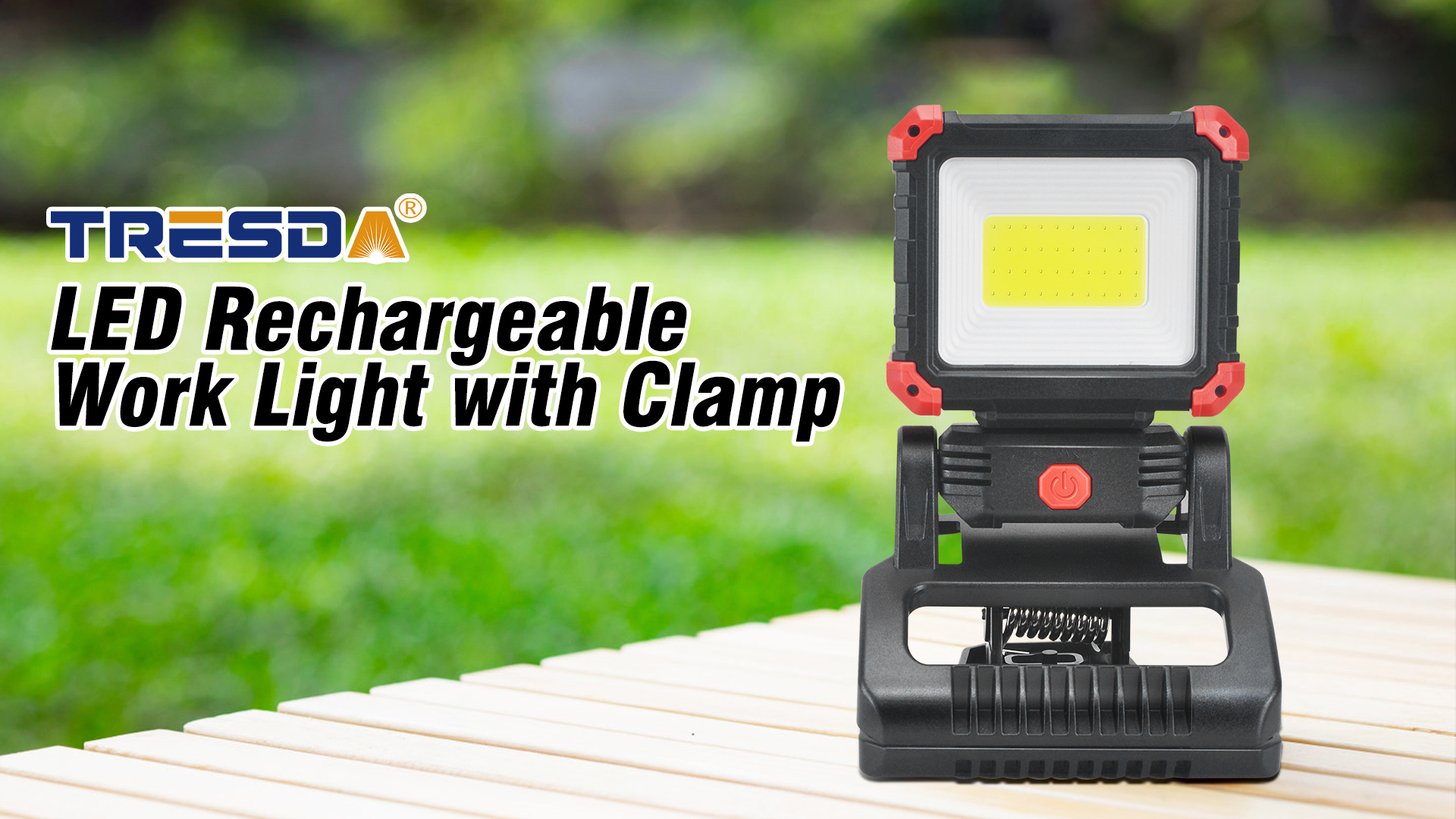 しらたま Tresda LED Rechargeable Work Light with Clamp, 2100LM Super Bright