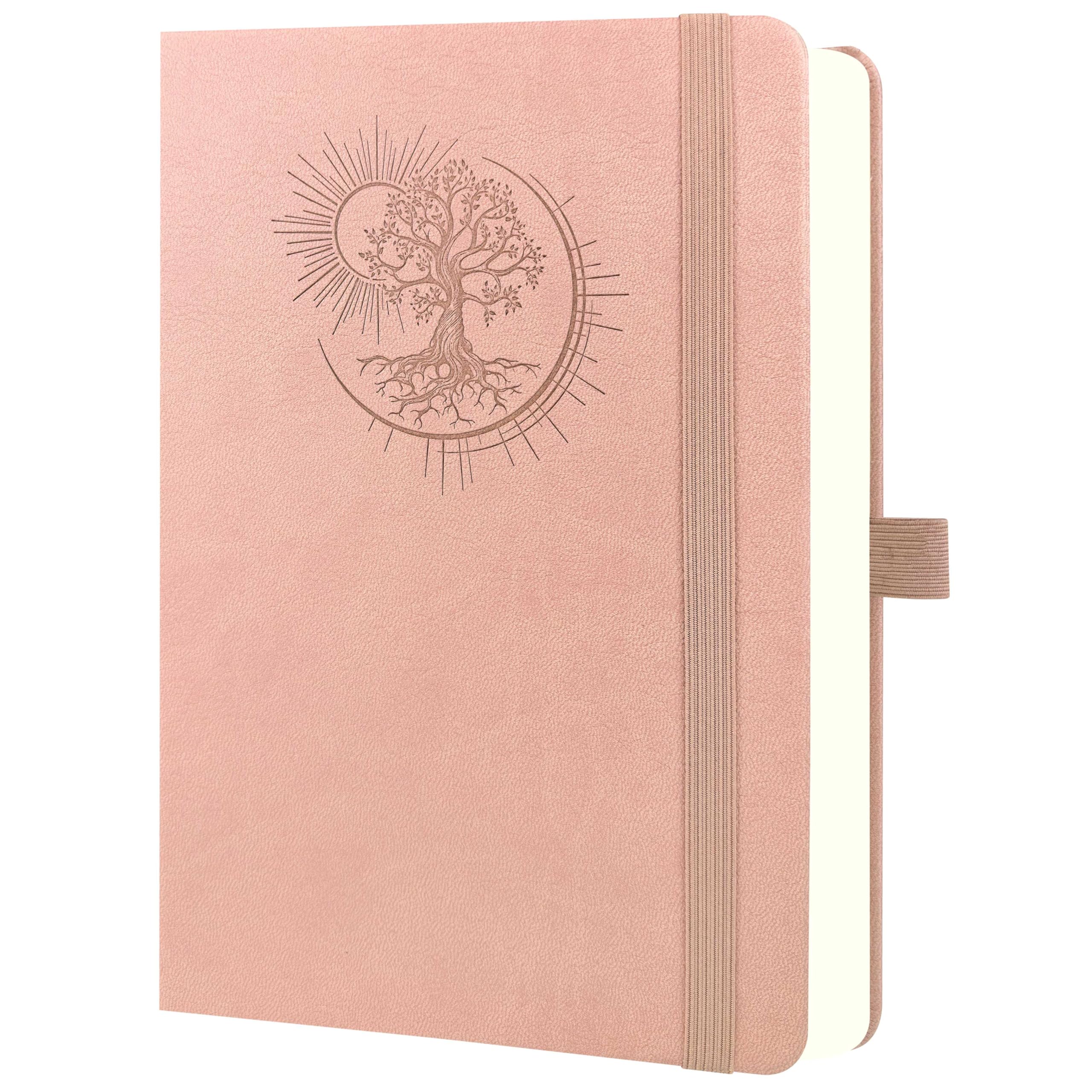 Mlife A4 Notebook with Tree of Life Design, 360 Pages, 100g Paper, PU Cover, Elastic Band, Pen Holder, 3 Bookmarks