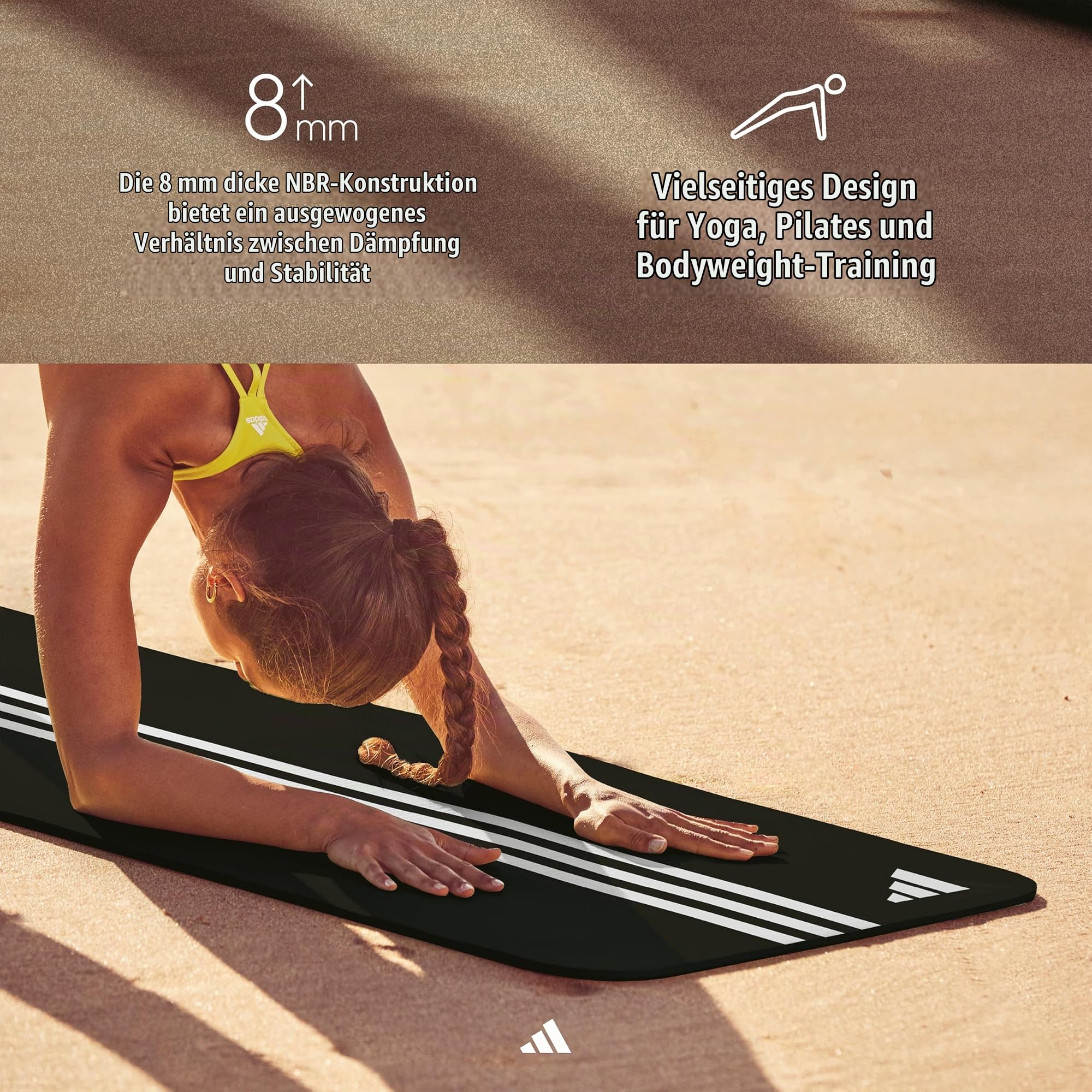 Adidas Yogamatte 8 mm - Rutschfeste Gymnastikmatte & NBR Fitnessmatte