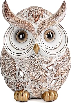 Smadeer Owl Statue and Figurine for Home Decor Accents Adorable Owl for Shelf Bookshelf Bedroom Living Room Office Table Desk Modern Decorations Animal Sculpture for Birds Lovers