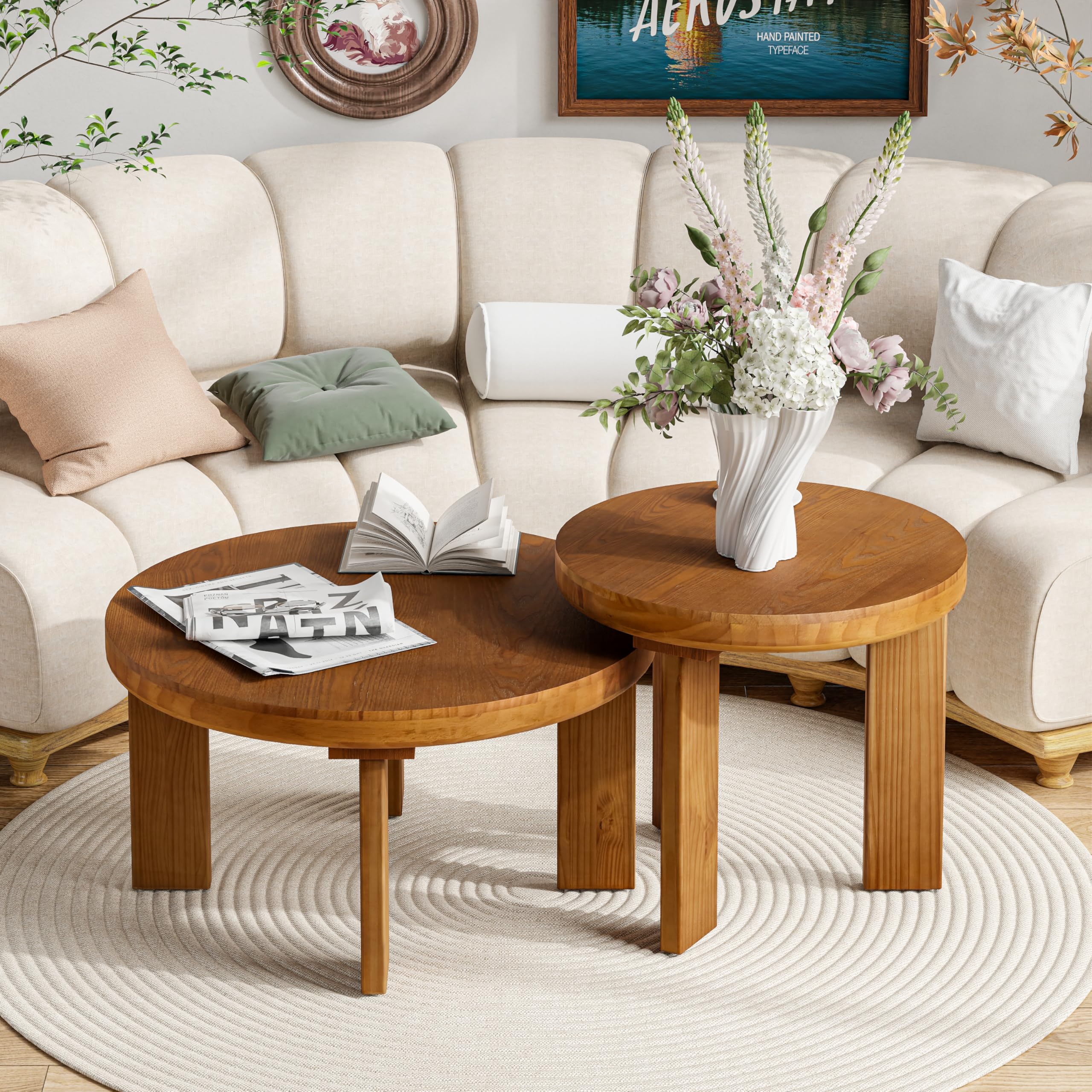Snapklik.com : COZAYH 2-Piece Farmhouse Living Room Table Sets