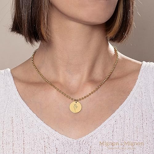 Miniatura 6 de Personalized Birth Flower Necklace for Women Jewelry for Mom Summer Handmade Beaded Ball Chain Accessory Best Friend Birthday Gift for Her Birth