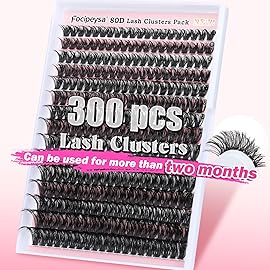 DIY Lash Extension Kit 300pcs Individual Lashes Cluster 80D D Curl Eyelash Extension Kit Lash Clusters with Lash Applicator Tool for Self Application by Focipeysa (80D-0.07D-8-18MIX)
