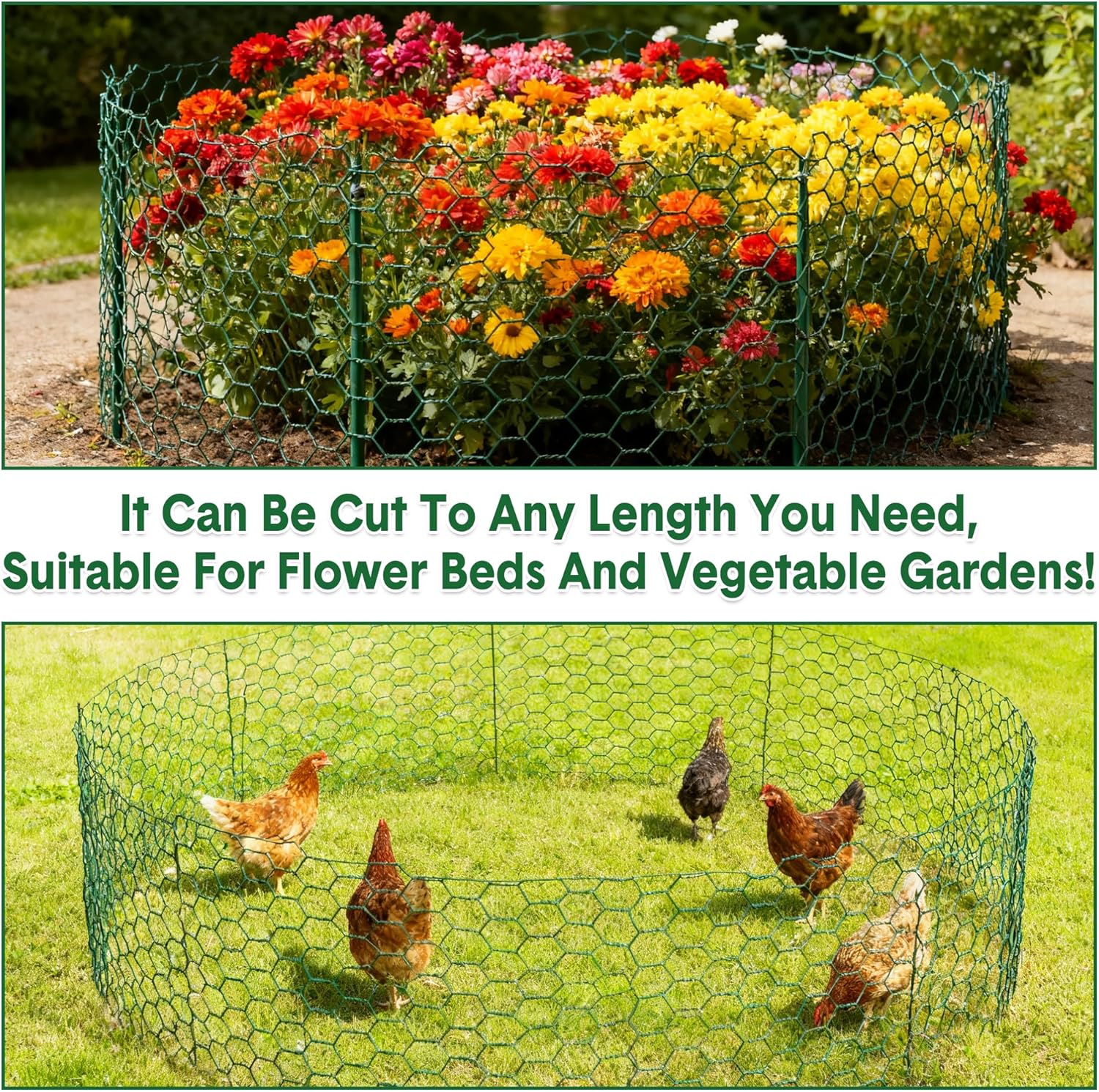 Large Wire Plant Protector from Animals 49.2ftx15.7in Free-Cut Metal Mesh Plant Cages for Outdoor Plants Chicken Wire Cloche, Wire Plant Protector for Garden Wire Mesh with Gloves, Wire Ties, Plier