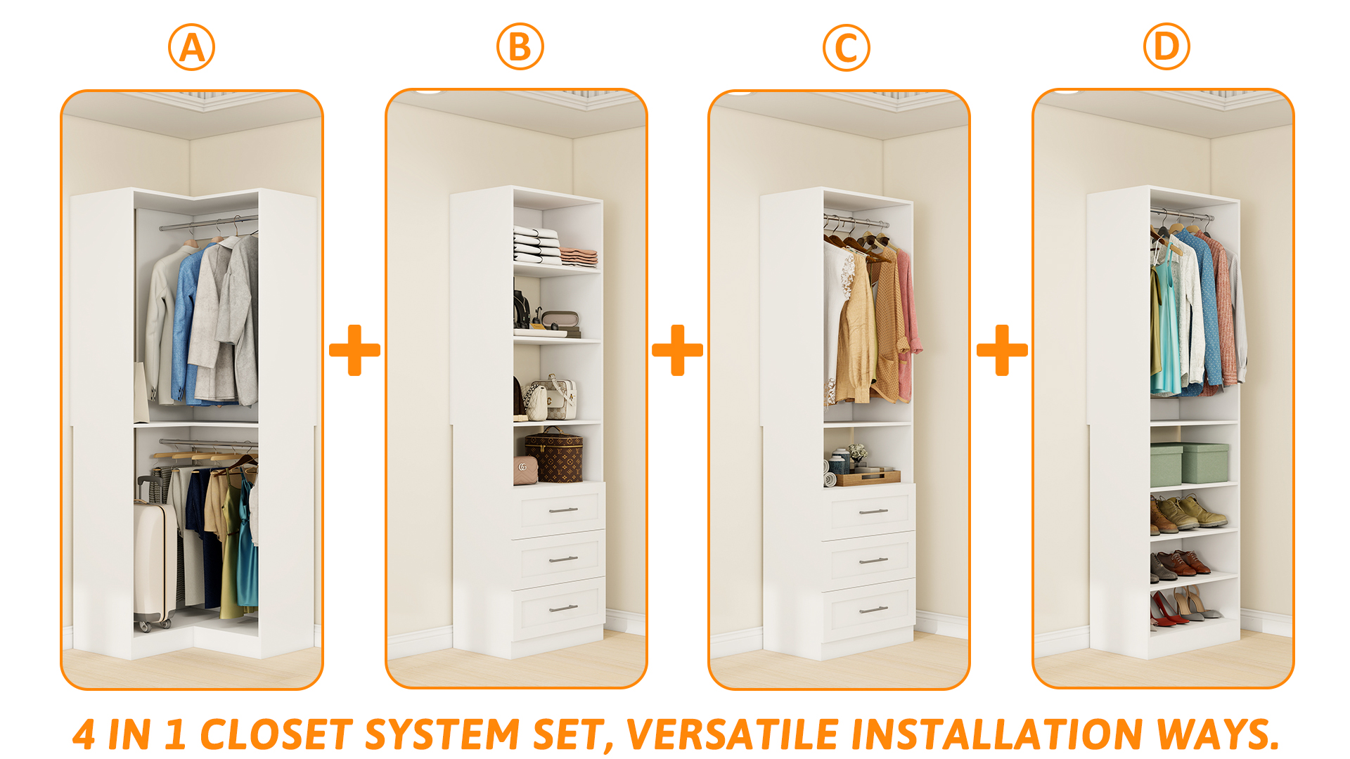 Amazon.com: Vomavex Closet System with 4 sets, 101.9