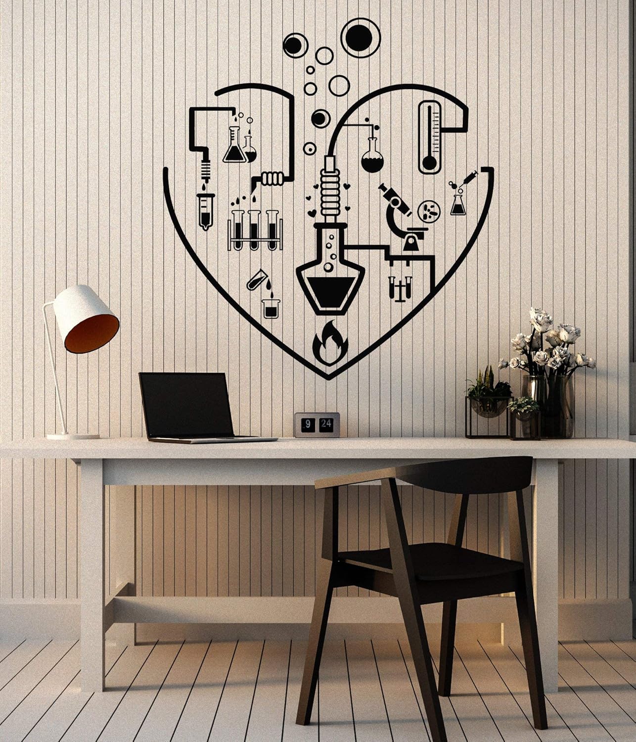WallStickers4ever Vinyl Wall Decal I Love Chemistry Lab School Laboratory Glassware Teen Room Stickers Mural Large Decor (g1678) Black