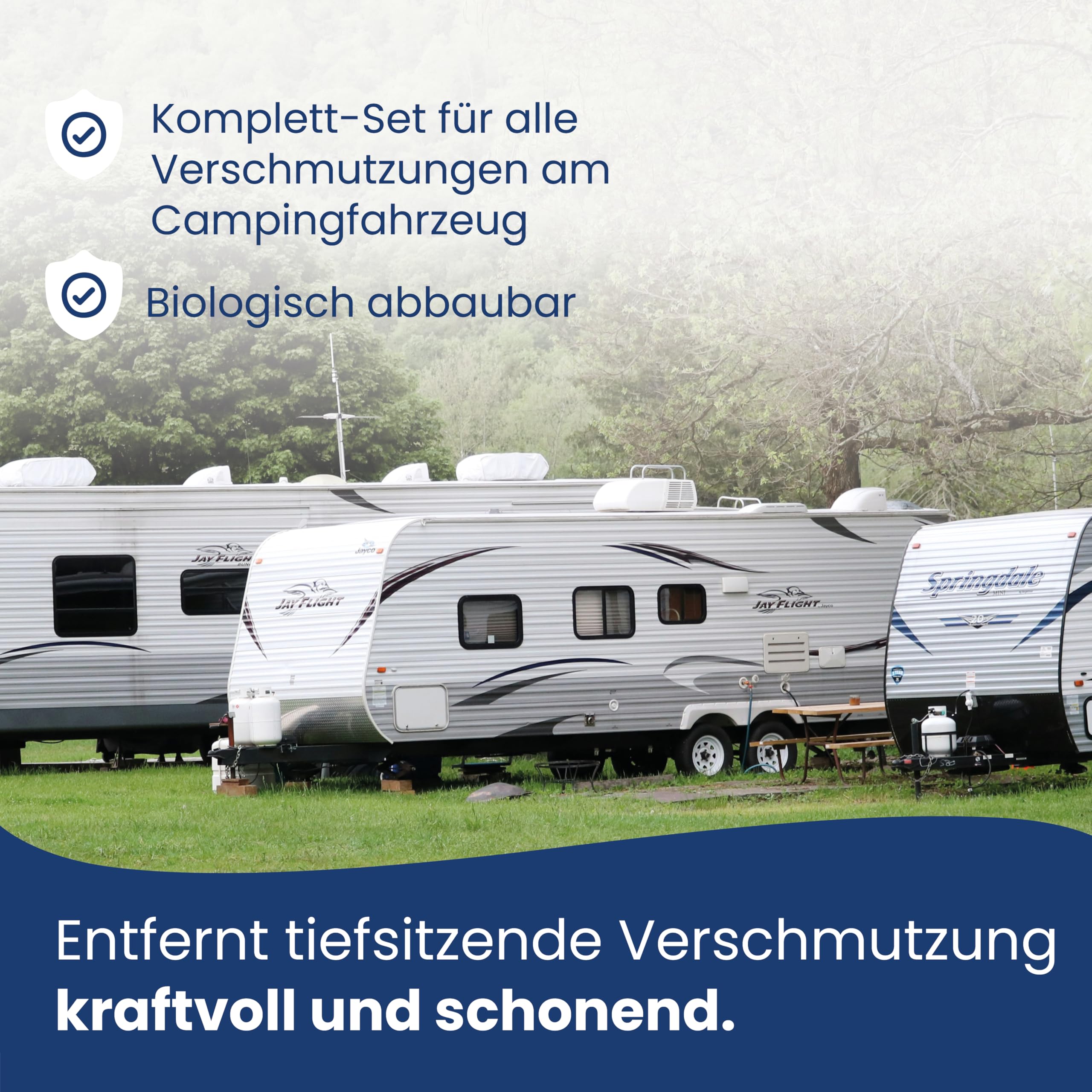 AGO Caravan Reiniger Komplett Set 9-teilig/Intensiv Wohnwagen Reiniger außen, Acrylglas Reiniger & Schwarzstreifen-Entferner/Inklusive Eimer und weiterem Putzzubehör