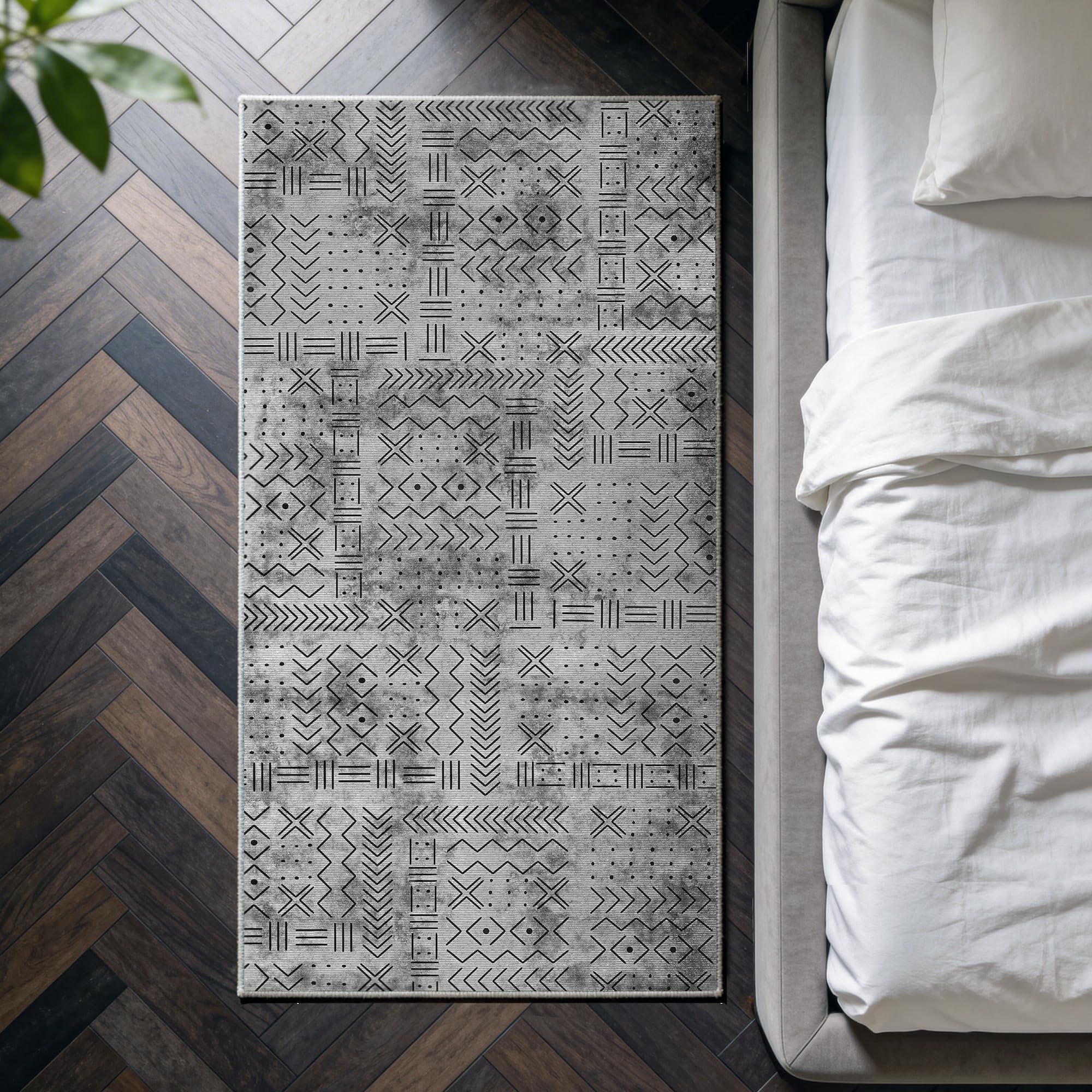 Decoranddecor Geometric Kitchen Rug, 80x150cm – Washable, Low Pile, Pet Friendly, Oriental Pattern Living Room Easy Clean Durable Carpet – Velano — image 1