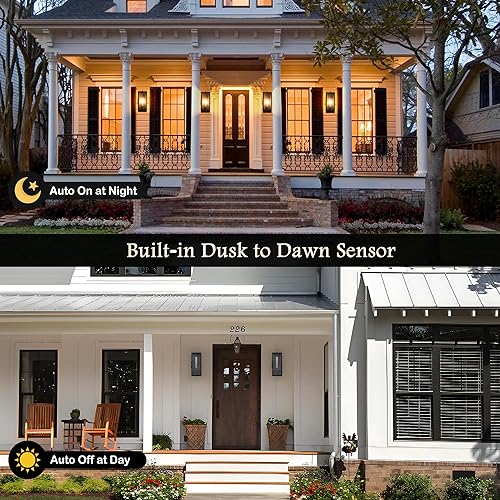 Miniatura 9 de Yonaveil Luces de porche con salida GFCI, luces de pared negras mate para exteriores, luces de porche al aire libre, luces exteriores impermeables