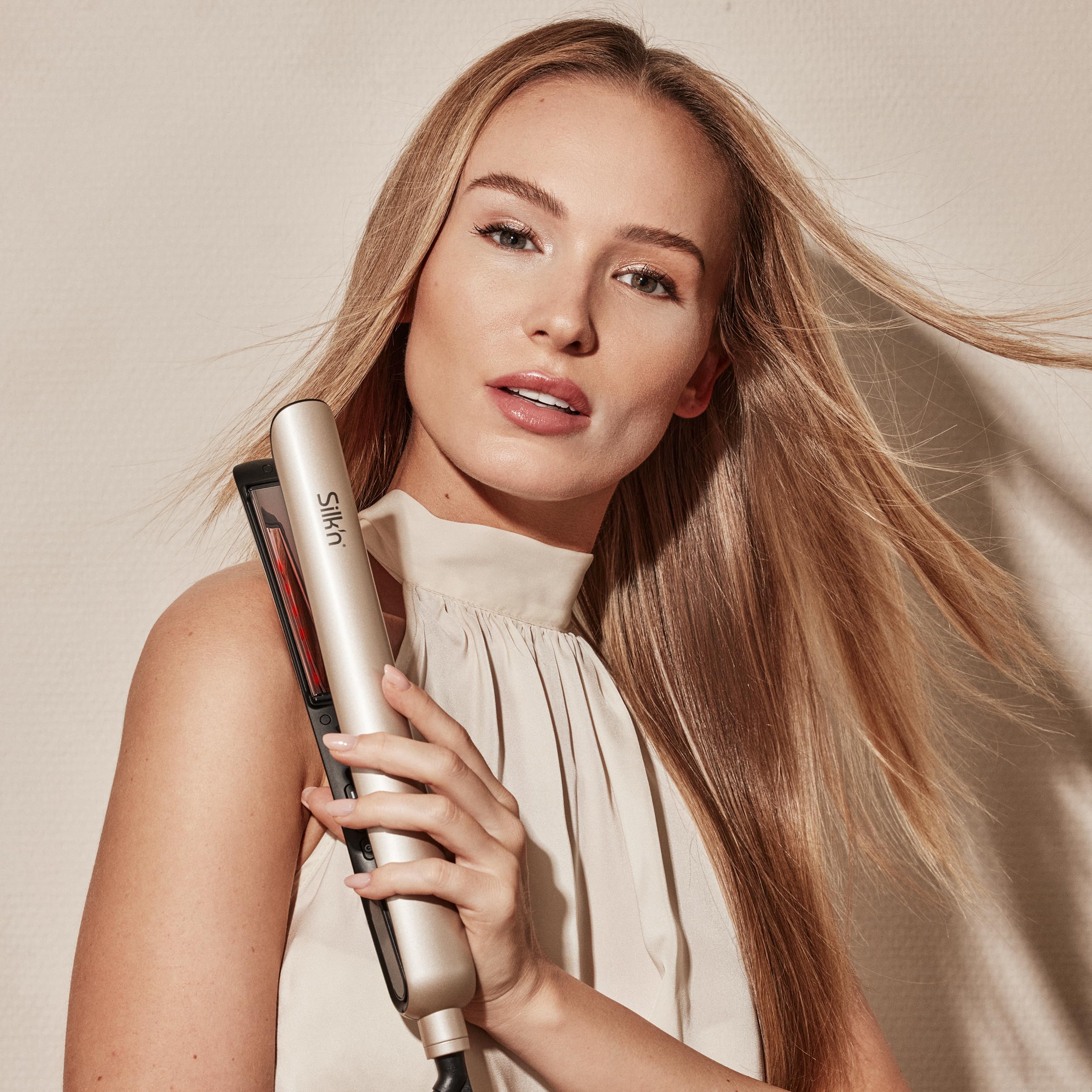 Silk'n Plancha de pelo - SilkyStraight - Plancha de pelo con tecnología infrarroja e iónica - Idea regalo - Beige